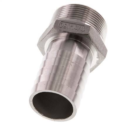 R 1 1/2'' Buitendraad x 38mm RVS Slangpilaar 16 Bar