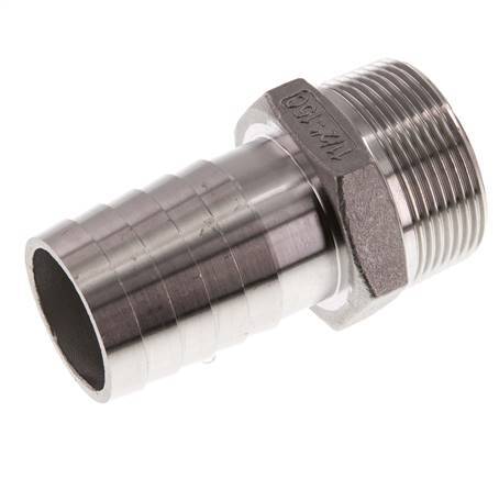 R 1 1/2'' Buitendraad x 38mm RVS Slangpilaar 16 Bar