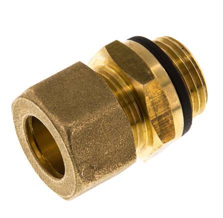G 1/2'' Buitendraad x 16mm Messing Rechte Knelfitting met PA Afdichting 76 Bar DIN EN 1254-2