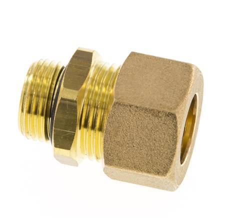 G 3/8'' Male x 14mm Brass Straight Compression Fitting with NBR Seal 89 Bar DIN EN 1254-2