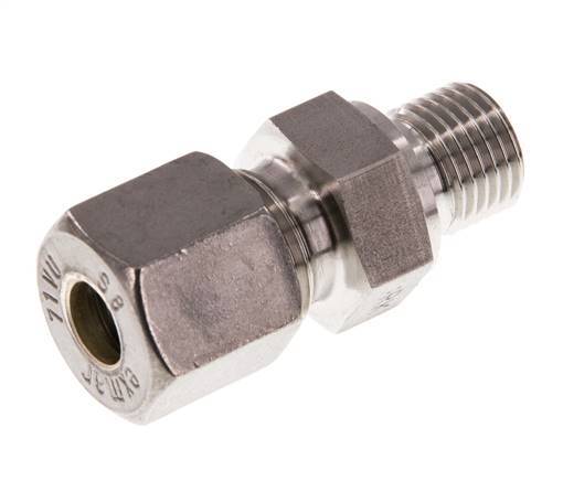 G 1/4'' Buitendraad x 8S RVS Rechte Knelfitting 630 Bar DIN 2353