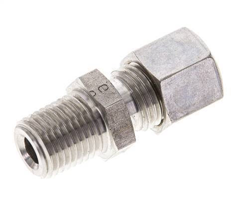 1/4'' NPT Male x 8L Stainless steel Straight Compression Fitting 315 Bar DIN 2353