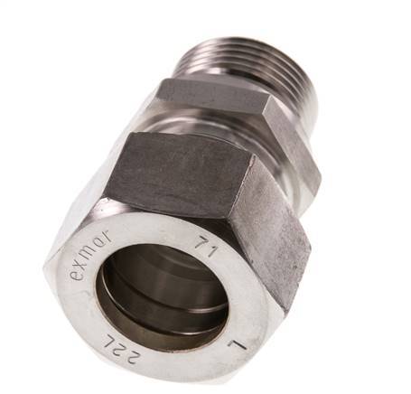 G 3/4'' Buitendraad x 22L RVS Rechte Knelfitting 160 Bar DIN 2353