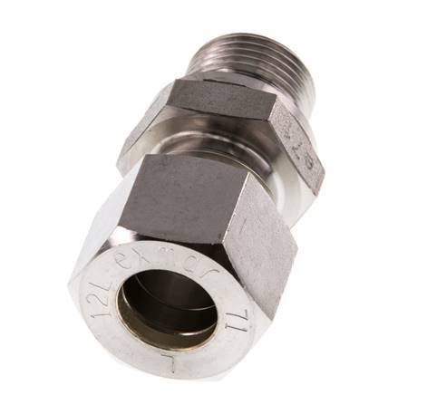 G 3/8'' Buitendraad x 12L RVS Rechte Knelfitting 315 Bar DIN 2353