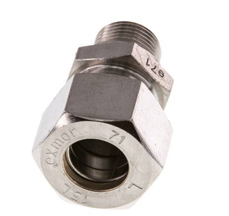 G 3/8'' Buitendraad x 15L RVS Rechte Knelfitting 315 Bar DIN 2353