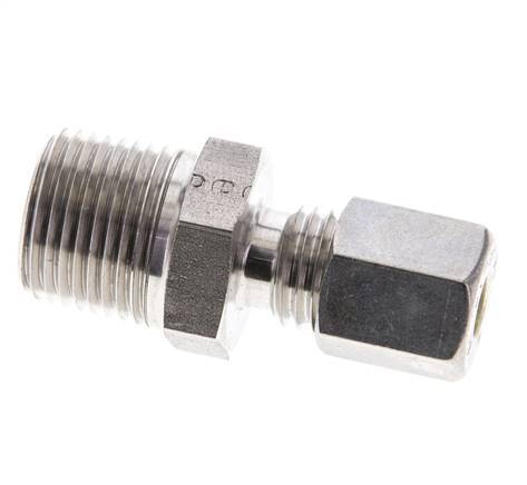 3/8'' NPT Male x 6L Stainless steel Straight Compression Fitting 315 Bar DIN 2353