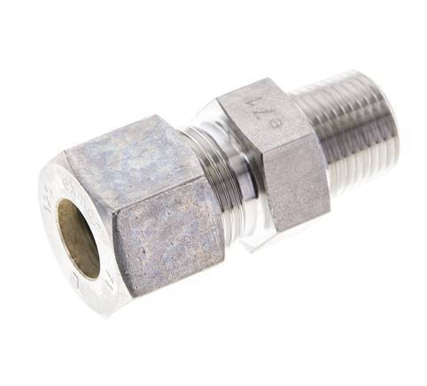 3/8'' NPT Male x 12S Stainless steel Straight Compression Fitting 630 Bar DIN 2353