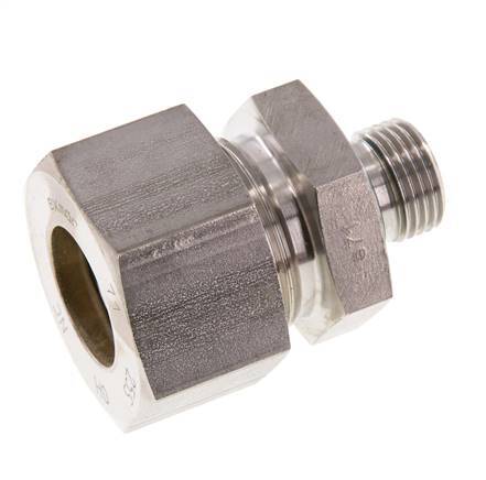 G 1/2'' Buitendraad x 25S RVS Rechte Knelfitting met FKM Afdichting 400 Bar DIN 2353