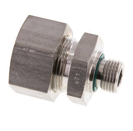 G 1/2'' Buitendraad x 25S RVS Rechte Knelfitting met FKM Afdichting 400 Bar DIN 2353