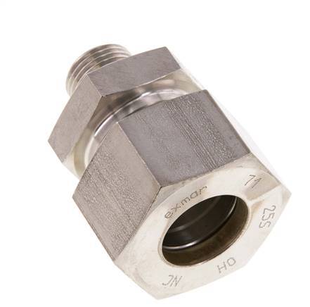 G 1/2'' Buitendraad x 25S RVS Rechte Knelfitting met FKM Afdichting 400 Bar DIN 2353