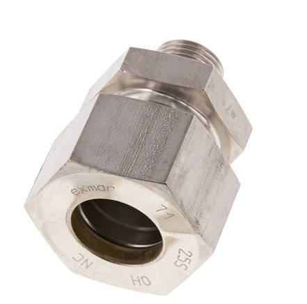 G 1/2'' Buitendraad x 25S RVS Rechte Knelfitting met FKM Afdichting 400 Bar DIN 2353