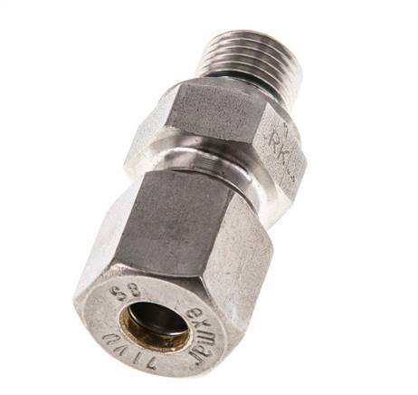 G 1/4'' Buitendraad x 8S RVS Rechte Knelfitting met FKM Afdichting 630 Bar DIN 2353