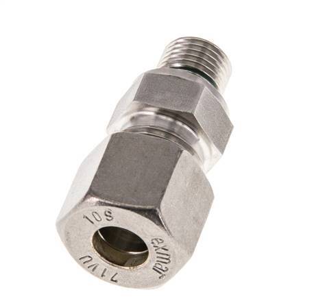 G 1/4'' Buitendraad x 10S RVS Rechte Knelfitting met FKM Afdichting 630 Bar DIN 2353
