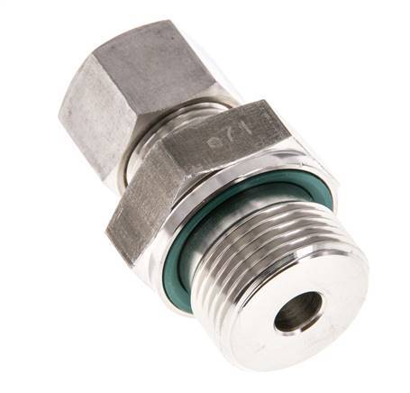 G 3/4'' Buitendraad x 12S RVS Rechte Knelfitting met FKM Afdichting 630 Bar DIN 2353