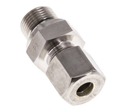 G 3/8'' Buitendraad x 8S RVS Rechte Knelfitting met FKM Afdichting 630 Bar DIN 2353