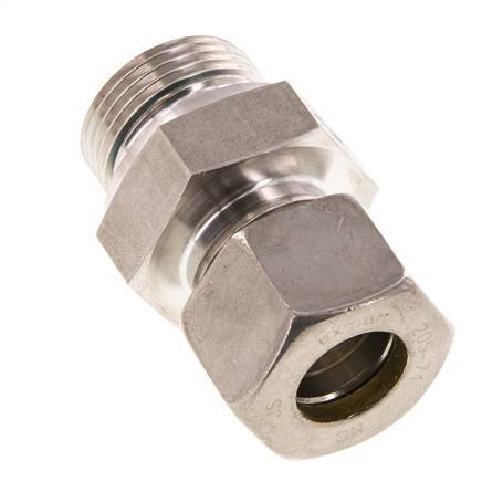 G 1'' Buitendraad x 20S RVS Rechte Knelfitting met FKM Afdichting 400 Bar DIN 2353
