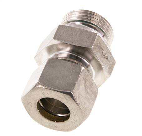 G 1'' Buitendraad x 20S RVS Rechte Knelfitting met FKM Afdichting 400 Bar DIN 2353
