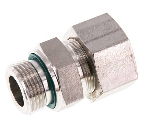 G 1'' Buitendraad x 25S RVS Rechte Knelfitting met FKM Afdichting 400 Bar DIN 2353