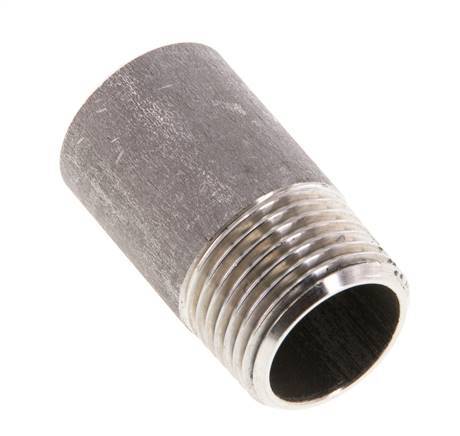 R 3/8'' Male x 17.2mm Stainless steel Pipe Nipple with Welding End 20 Bar DIN 2982 - 30mm [2 Pieces]