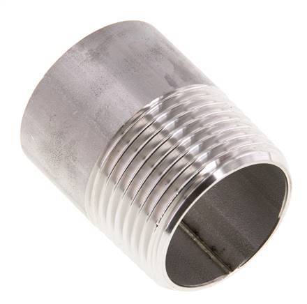 R 1'' Male x 33.7mm Stainless steel Pipe Nipple with Welding End 20 Bar DIN 2982 - 40mm
