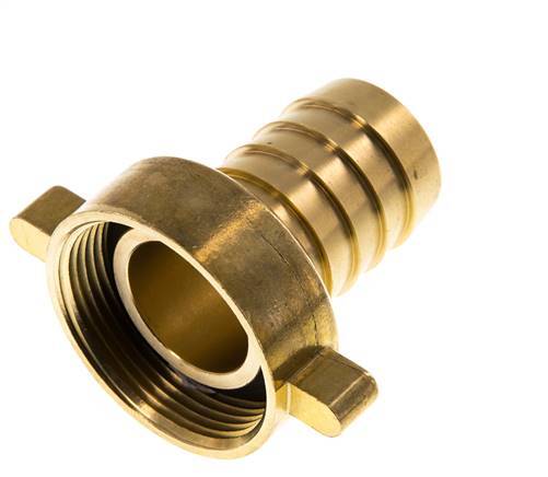 G 1 1/2'' x 32mm Messing Slangpilaar met NBR Afdichting en Vleugelmoer 16 Bar