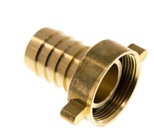 G 1 1/2'' x 32mm Messing Slangpilaar met NBR Afdichting en Vleugelmoer 16 Bar