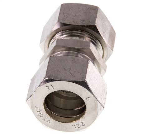 22L RVS Rechte Knelfitting 160 Bar DIN 2353