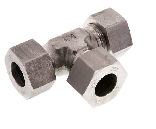 25S RVS T-stuk Snijring 400 Bar DIN 2353