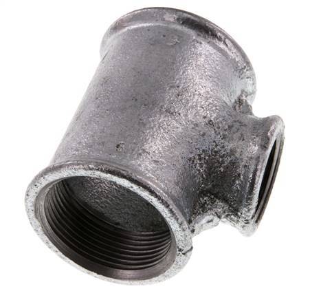 Rp 1 1/2'' x Rp 1'' Verzinkt Gietijzeren T-stuk 25 Bar