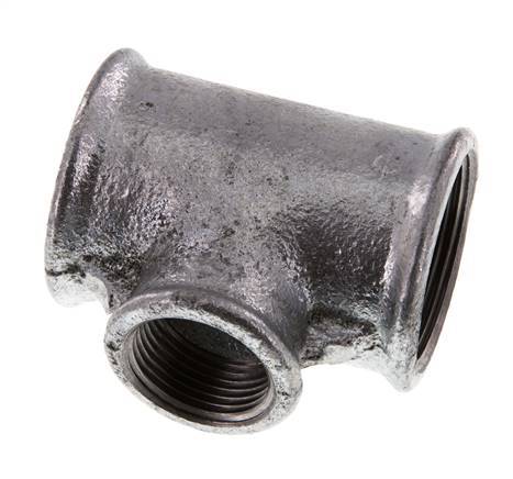 Rp 1 1/2'' x Rp 1'' Verzinkt Gietijzeren T-stuk 25 Bar