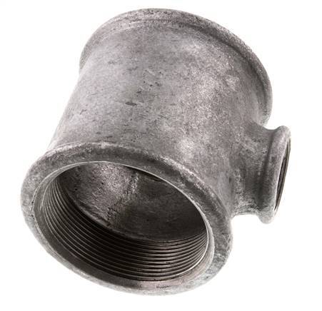 Rp 2 1/2'' x Rp 1'' Verzinkt Gietijzeren T-stuk 25 Bar