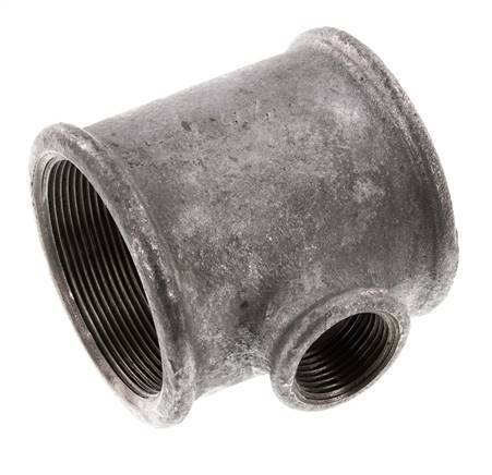 Rp 2 1/2'' x Rp 1'' Verzinkt Gietijzeren T-stuk 25 Bar
