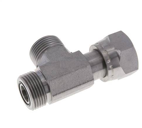 UN 13/16''-16 F/M Zinc plated Steel Tee ORFS with union nut 630 Bar - Hydraulic