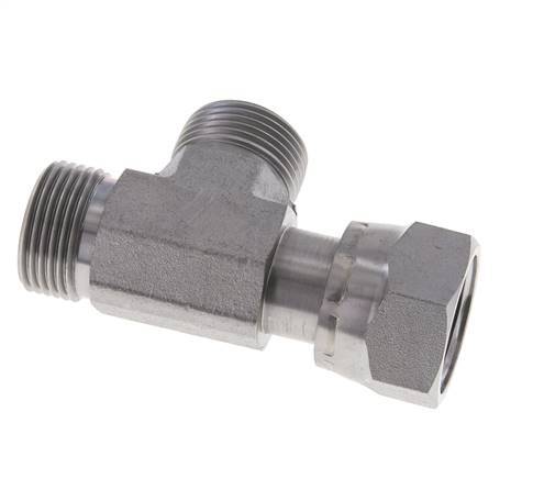 UN 13/16''-16 F/M Verzinkt Stalen T-stuk ORFS met wartelmoer 630 Bar - Hydrauliek