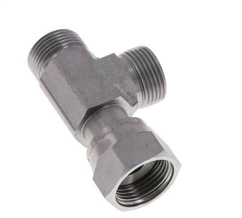 UN 13/16''-16 F/M Verzinkt Stalen T-stuk ORFS met wartelmoer 630 Bar - Hydrauliek