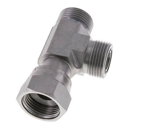 UN 13/16''-16 F/M Verzinkt Stalen T-stuk ORFS met wartelmoer 630 Bar - Hydrauliek