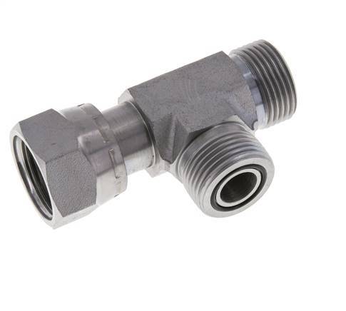 UN 13/16''-16 F/M Verzinkt Stalen T-stuk ORFS met wartelmoer 630 Bar - Hydrauliek