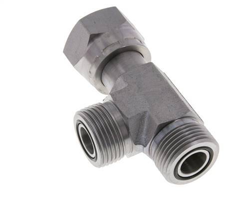 UN 13/16''-16 F/M Zinc plated Steel Tee ORFS with union nut 630 Bar - Hydraulic