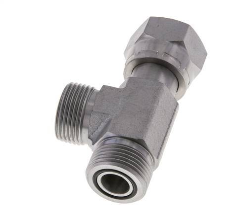 UN 13/16''-16 F/M Zinc plated Steel Tee ORFS with union nut 630 Bar - Hydraulic
