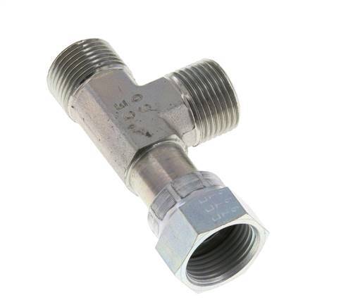 UN 1-3/16''-12 F/M Verzinkt Stalen T-stuk ORFS met wartelmoer 400 Bar - Hydrauliek