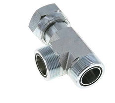 UN 1-11/16''-12 F/M Zinc plated Steel Tee ORFS with union nut 250 Bar - Hydraulic