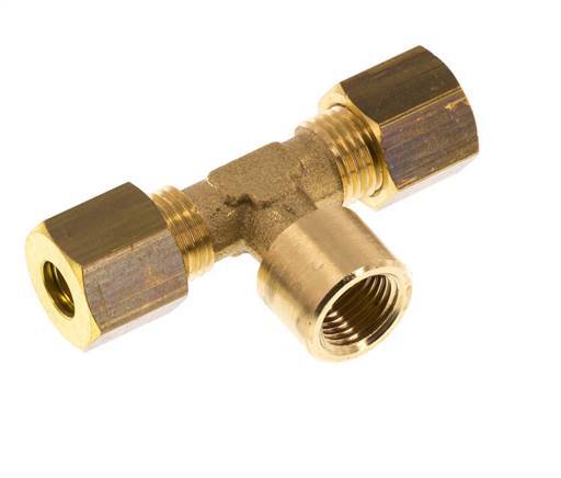G 1/8'' x 6mm Messing T-stuk Knelfitting 150 Bar DIN EN 1254-2