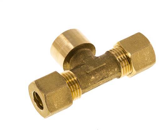 G 3/8'' x 10mm Brass Tee Compression Fitting 95 Bar DIN EN 1254-2