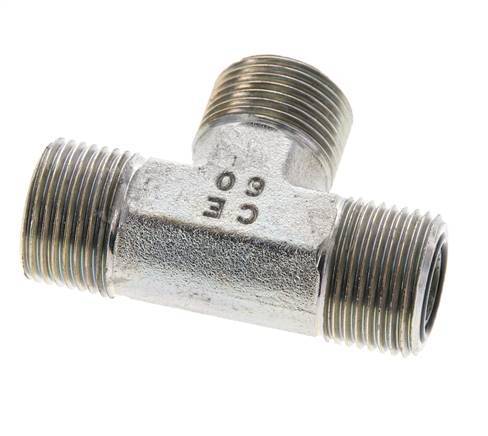 UN 13/16''-16 Male Zinc plated Steel Tee ORFS 630 Bar - Hydraulic