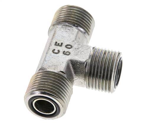 UN 13/16''-16 Male Zinc plated Steel Tee ORFS 630 Bar - Hydraulic