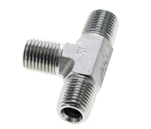1/4'' NPT Male Zinc plated Steel Tee 275 Bar - Hydraulic