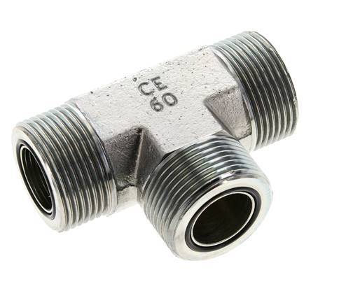 UN 1-7/16''-12 Buitendraad Verzinkt Stalen T-stuk ORFS 400 Bar - Hydrauliek