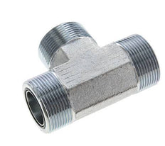 UN 1-11/16''-12 Male Zinc plated Steel Tee ORFS 250 Bar - Hydraulic