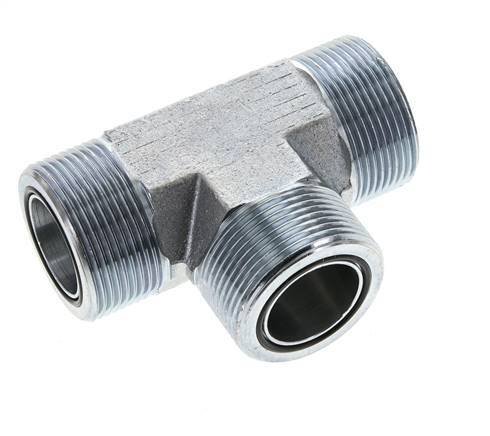 UN 1-11/16''-12 Male Zinc plated Steel Tee ORFS 250 Bar - Hydraulic