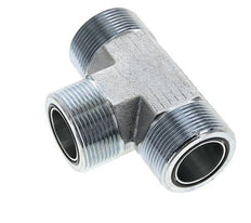 UN 1-11/16''-12 Male Zinc plated Steel Tee ORFS 250 Bar - Hydraulic